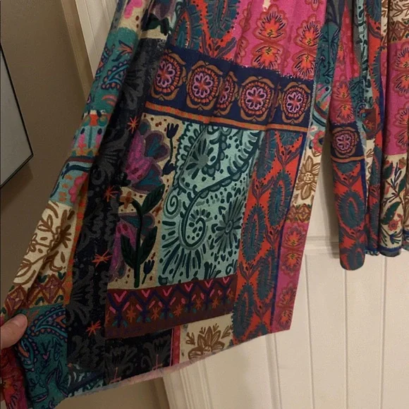 NATURAL LIFE M Patchwork palazzo pants in Teal, Pink & Brown - Picture 5 of 6